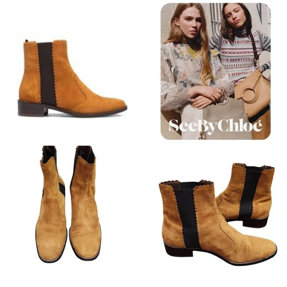 See By Chloe Tan Suede Chelsea Ankle Boots